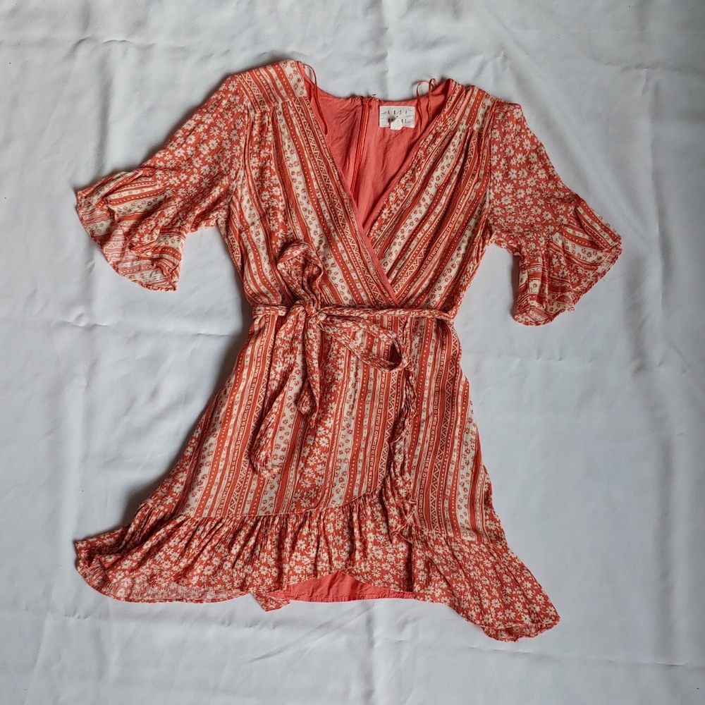 Lost + wander mini floral wrap dress